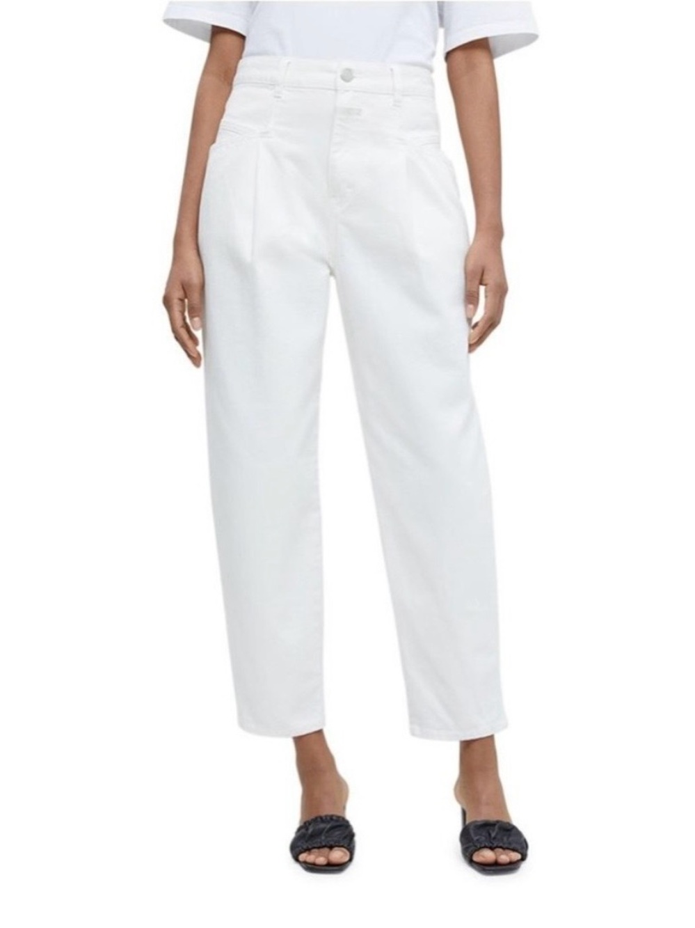 CLOSED Pearl White High Rise Cropped Wide Leg Jeans Size 28